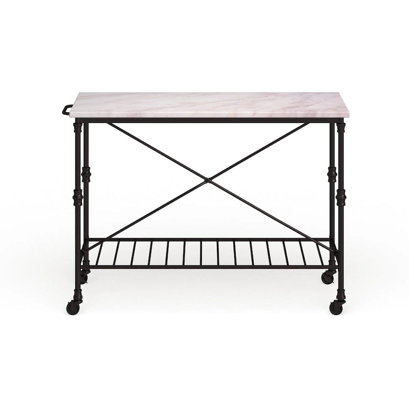 Îlot de cuisine roulant en faux marbre noir SEI Furniture