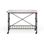 Îlot de cuisine roulant en faux marbre noir SEI Furniture