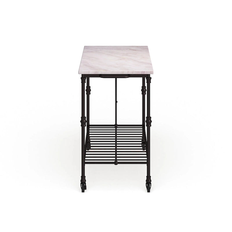 Îlot de cuisine roulant en faux marbre noir SEI Furniture