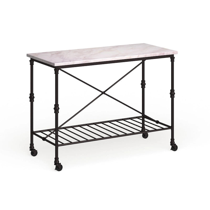 Îlot de cuisine roulant en faux marbre noir SEI Furniture