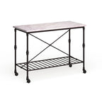 Îlot de cuisine roulant en faux marbre noir SEI Furniture