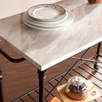 Îlot de cuisine roulant en faux marbre noir SEI Furniture
