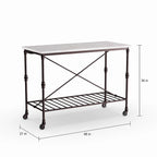 Îlot de cuisine roulant en faux marbre noir SEI Furniture