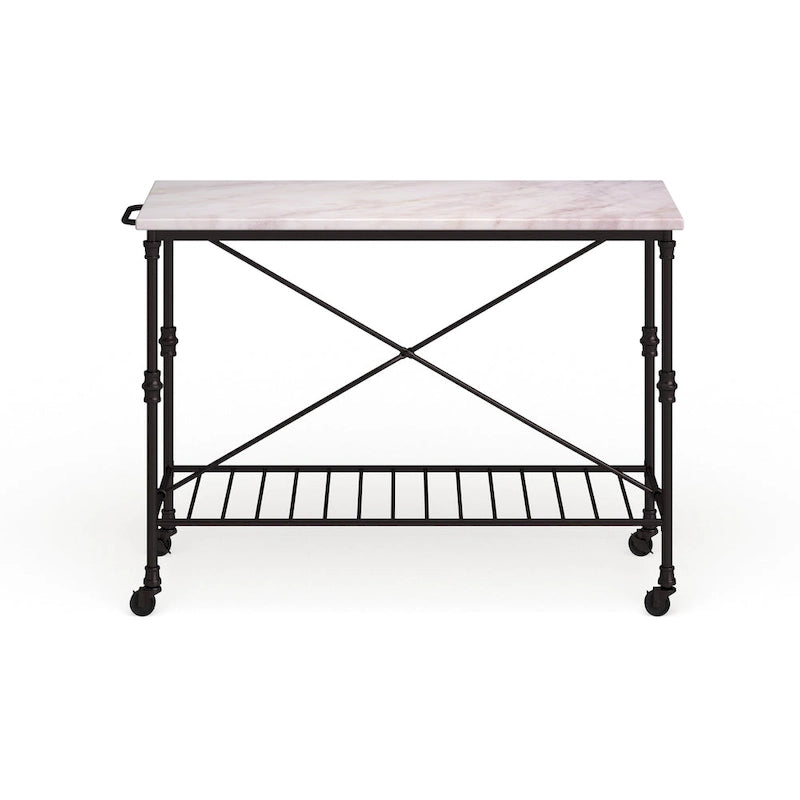 Îlot de cuisine roulant en faux marbre noir SEI Furniture