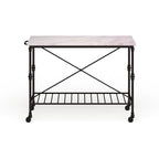 Îlot de cuisine roulant en faux marbre noir SEI Furniture