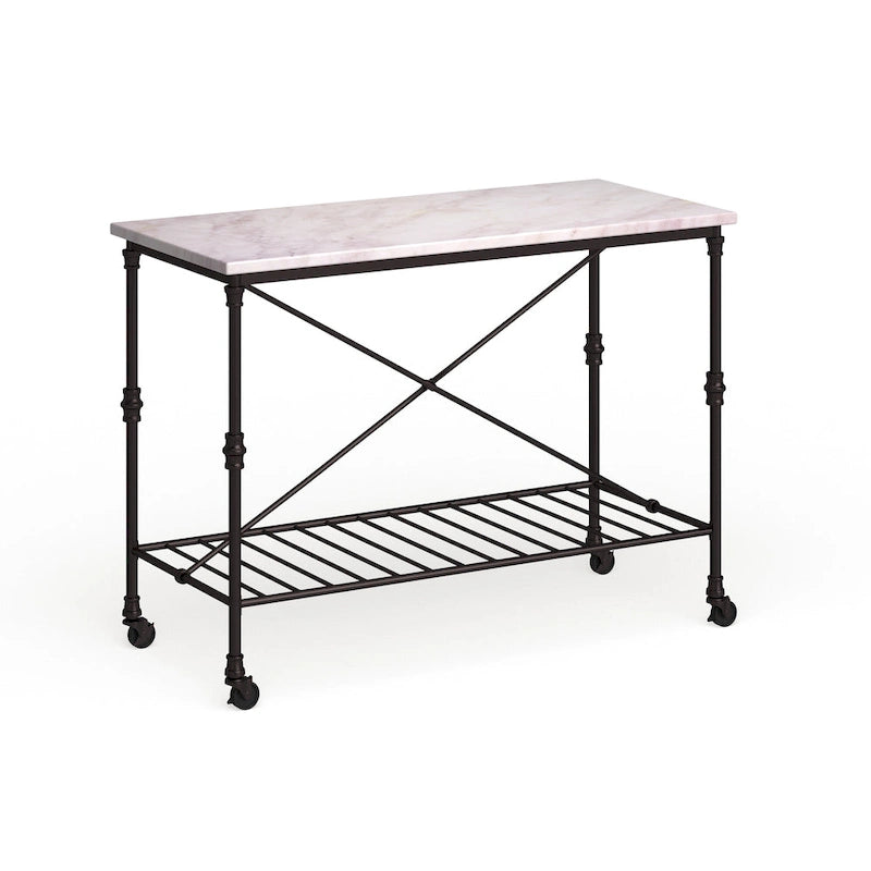 Îlot de cuisine roulant en faux marbre noir SEI Furniture