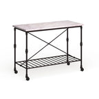 Îlot de cuisine roulant en faux marbre noir SEI Furniture