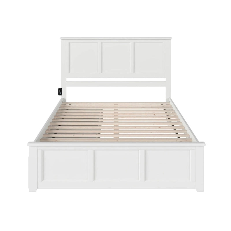 Lit plateforme Madison White Queen avec 2 tiroirs