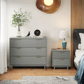 Ensemble commode et table de chevet 2 pièces Granville en bois massif moderne