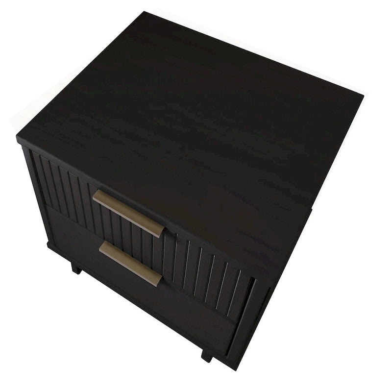 Ensemble commode et table de chevet 2 pièces Granville en bois massif moderne