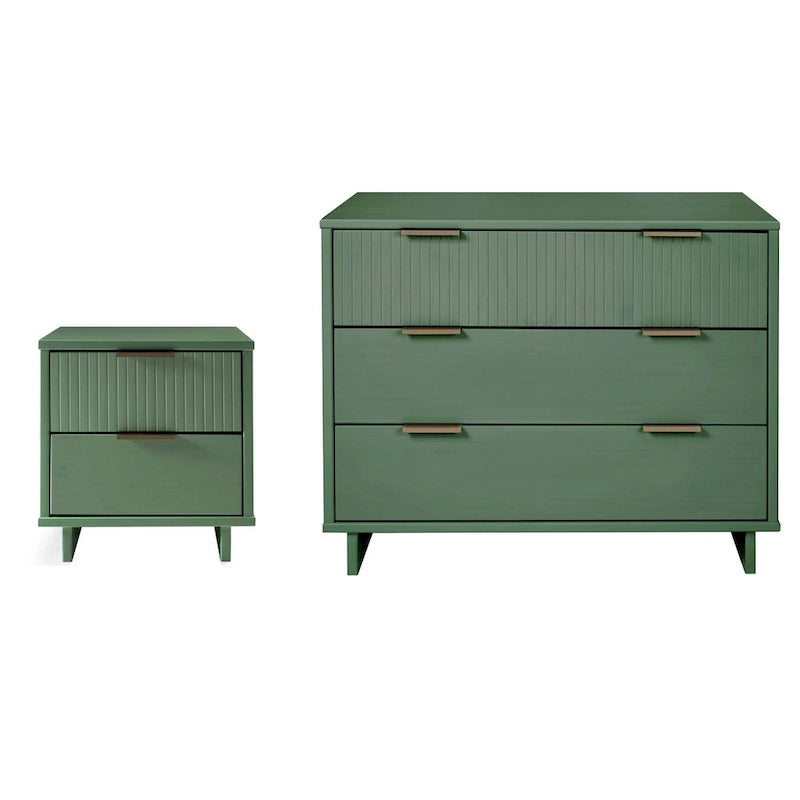 Ensemble commode et table de chevet 2 pièces Granville en bois massif moderne