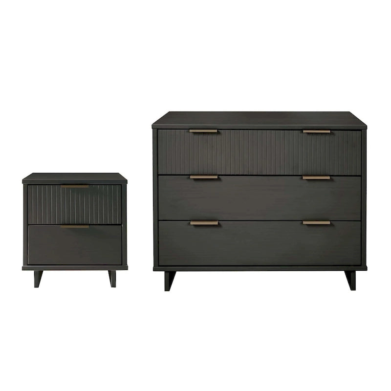 Ensemble commode et table de chevet 2 pièces Granville en bois massif moderne