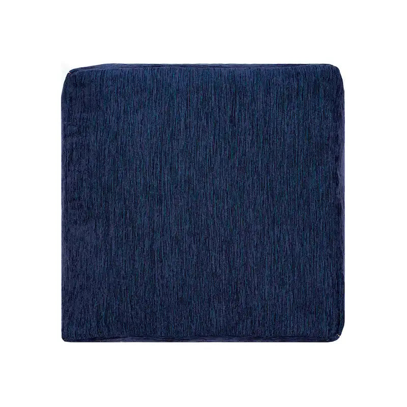 Pouf Sevita en mélange de polyester, motifs damassés traditionnels, marine/moutarde