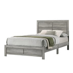 Ensemble de chambre à coucher rustique plateforme 6 pièces gris Jan