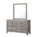 Ensemble de chambre à coucher rustique plateforme 6 pièces gris Jan