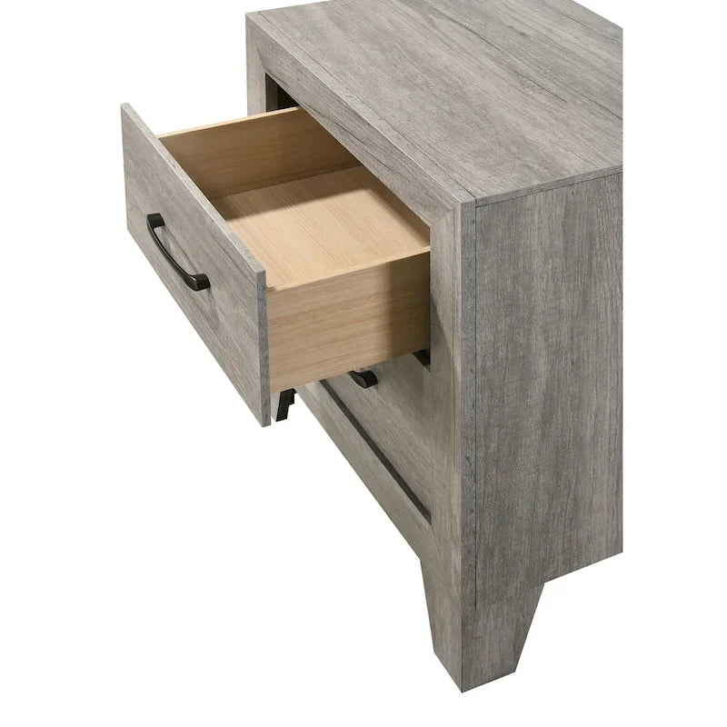 Ensemble de chambre à coucher rustique plateforme 6 pièces gris Jan