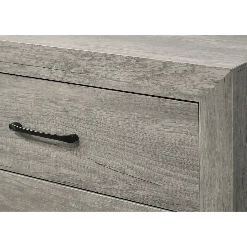 Ensemble de chambre à coucher rustique plateforme 6 pièces gris Jan