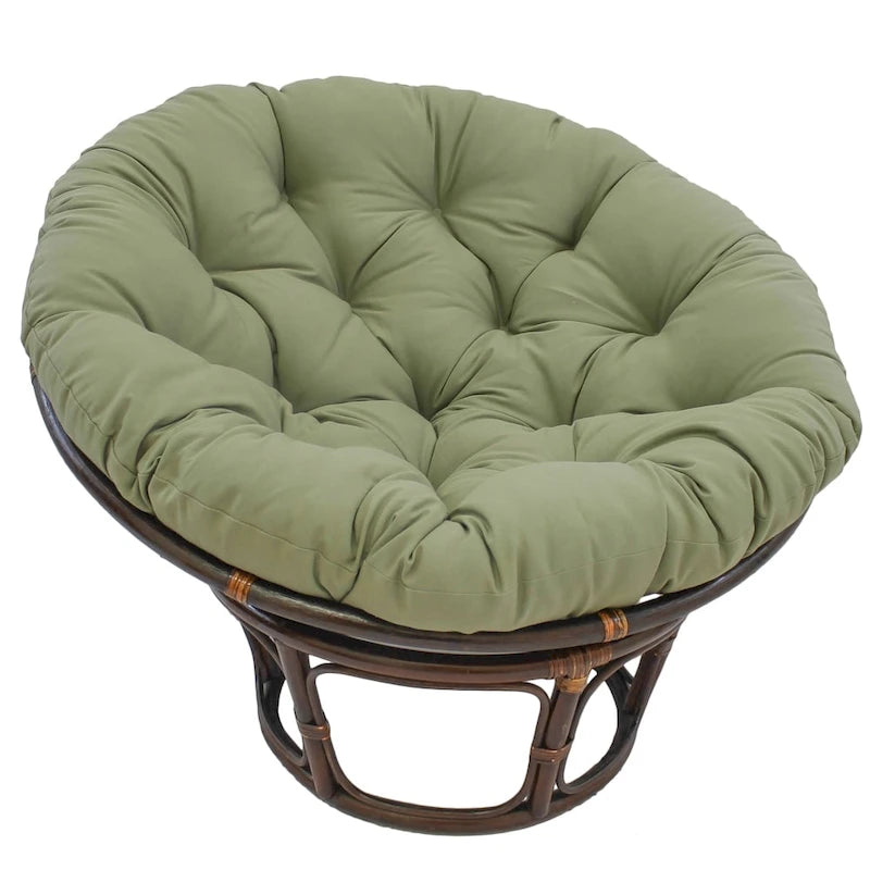 Fauteuil Papasan en rotin Bali de 42 pouces avec coussin en sergé