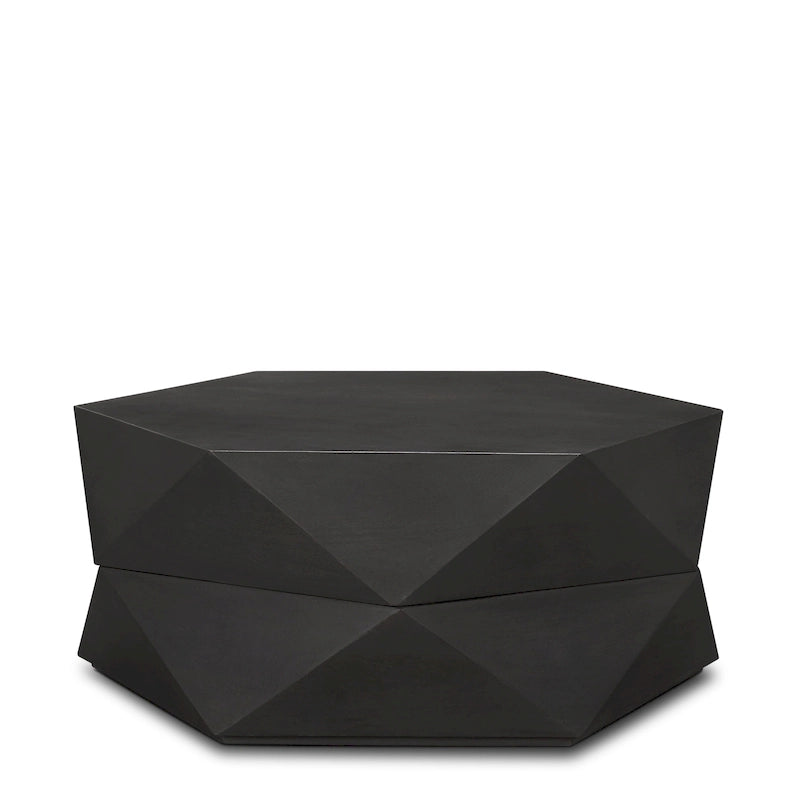 Table basse hexagonale en bois massif Arreto avec rangement