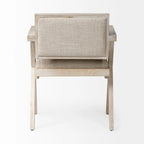 Chaise de salle à manger Topanga en tissu beige avec cadre en bois massif blond - 23L x 22P x 31,5H