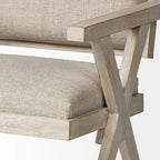 Chaise de salle à manger Topanga en tissu beige avec cadre en bois massif blond - 23L x 22P x 31,5H