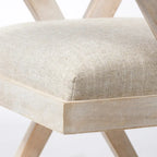 Chaise de salle à manger Topanga en tissu beige avec cadre en bois massif blond - 23L x 22P x 31,5H
