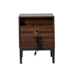 Table de chevet moderne 25 po de haut à 2 tiroirs avec station de recharge et pieds réglables (lot de 2) par HULALA HOME