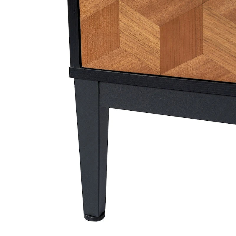 Table de chevet moderne 25 po de haut à 2 tiroirs avec station de recharge et pieds réglables (lot de 2) par HULALA HOME