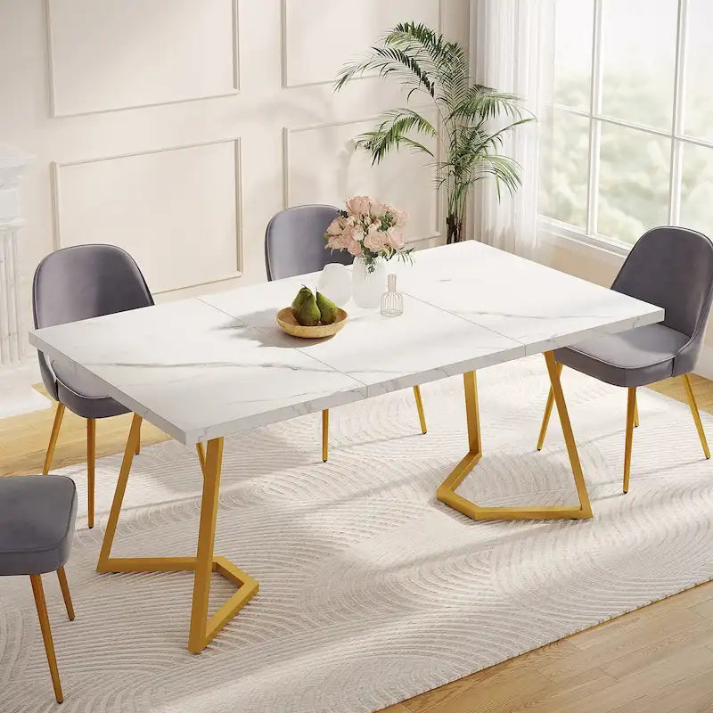 Table de salle à manger moderne, table de salle à manger de 140 cm pour 4 à 6 personnes