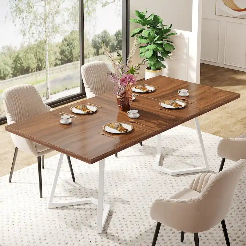 Table de salle à manger moderne, table de salle à manger de 140 cm pour 4 à 6 personnes