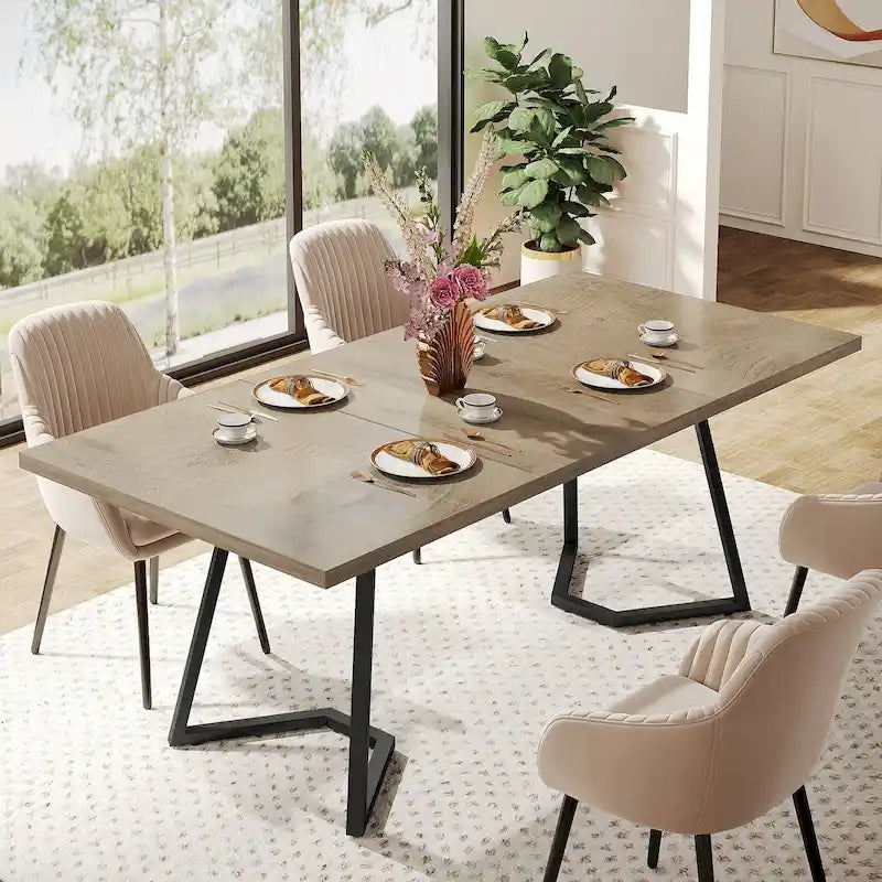 Table de salle à manger moderne, table de salle à manger de 140 cm pour 4 à 6 personnes
