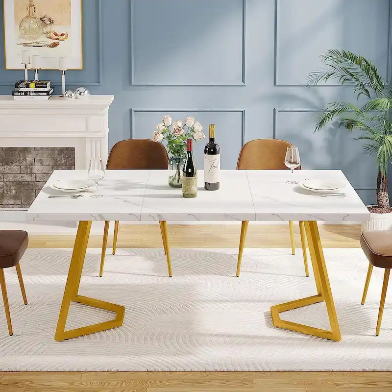 Table de salle à manger moderne, table de salle à manger de 140 cm pour 4 à 6 personnes