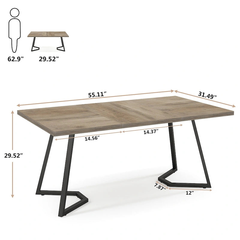 Table de salle à manger moderne, table de salle à manger de 140 cm pour 4 à 6 personnes