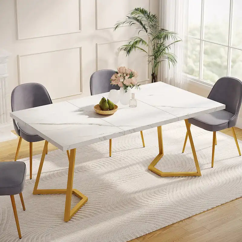 Table de salle à manger moderne, table de salle à manger de 140 cm pour 4 à 6 personnes