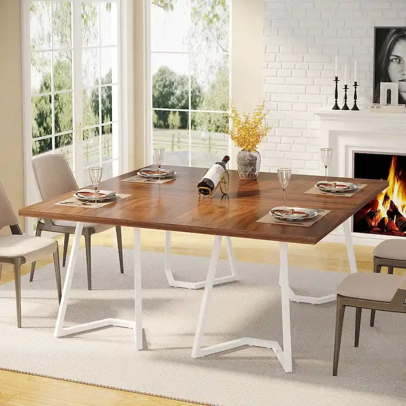 Table de salle à manger moderne, table de salle à manger de 140 cm pour 4 à 6 personnes