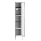 Meuble bas Avis en métal blanc de 71 pouces avec porte transparente