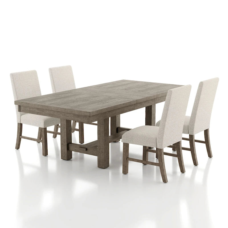 Ensemble de salle à manger 5 pièces en bois gris rustique par