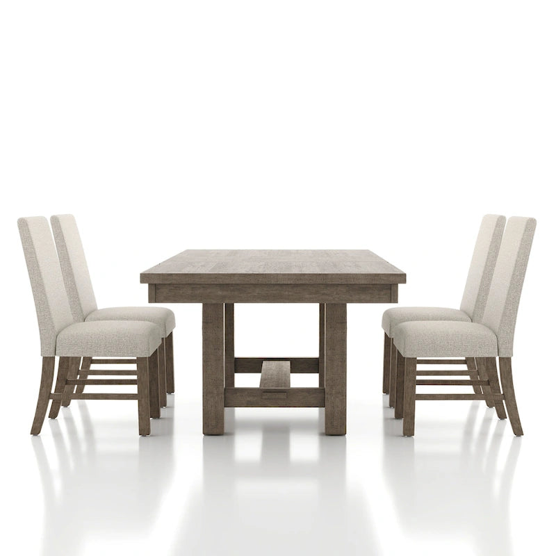 Ensemble de salle à manger 5 pièces en bois gris rustique par