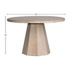 Table de salle à manger ronde à pied central Xavier en pin recyclé, 122 cm, finition clair