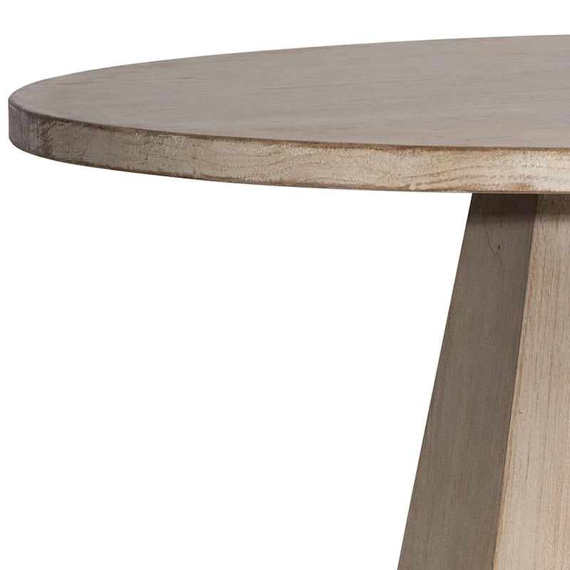 Table de salle à manger ronde à pied central Xavier en pin recyclé, 122 cm, finition clair
