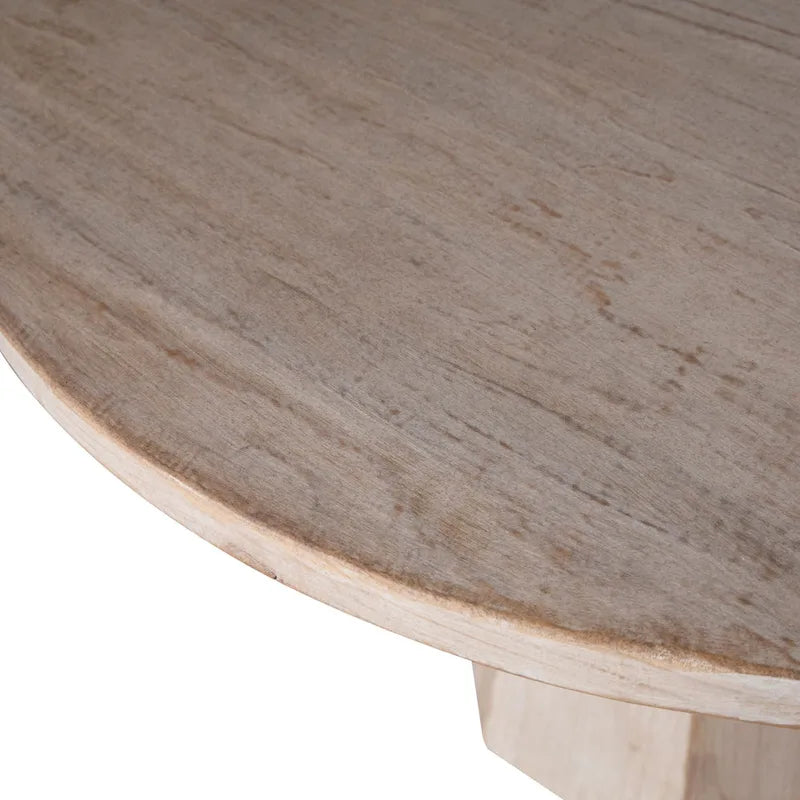 Table de salle à manger ronde à pied central Xavier en pin recyclé, 122 cm, finition clair