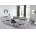 Somette Kimmy Lot de 2 chaises de salle à manger bicolores en similicuir gris avec détails dorés - Hauteur standard