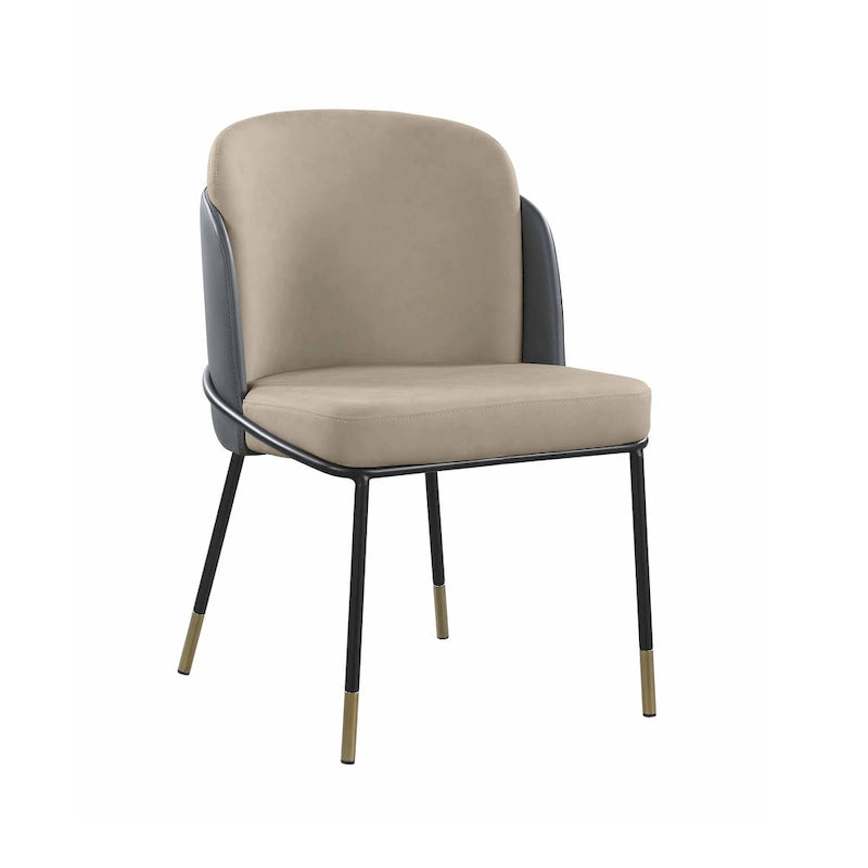 Somette Kimmy Lot de 2 chaises de salle à manger bicolores en similicuir gris avec détails dorés - Hauteur standard