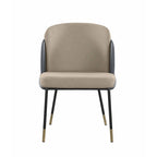 Somette Kimmy Lot de 2 chaises de salle à manger bicolores en similicuir gris avec détails dorés - Hauteur standard