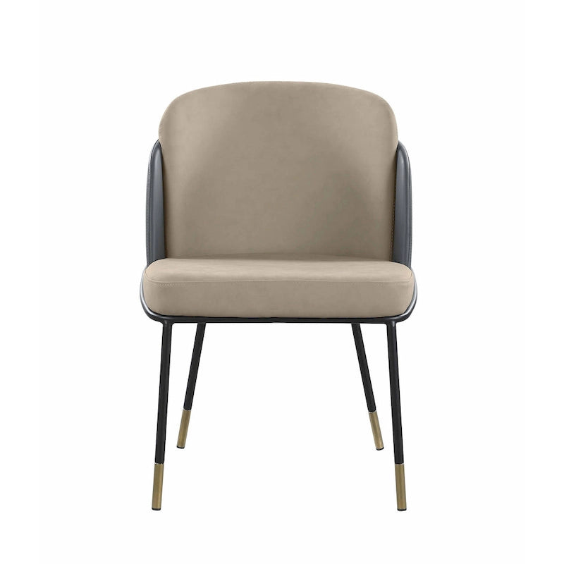 Somette Kimmy Lot de 2 chaises de salle à manger bicolores en similicuir gris avec détails dorés - Hauteur standard