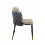 Somette Kimmy Lot de 2 chaises de salle à manger bicolores en similicuir gris avec détails dorés - Hauteur standard