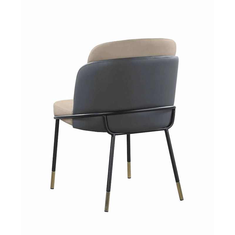 Somette Kimmy Lot de 2 chaises de salle à manger bicolores en similicuir gris avec détails dorés - Hauteur standard