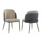 Somette Kimmy Lot de 2 chaises de salle à manger bicolores en similicuir gris avec détails dorés - Hauteur standard