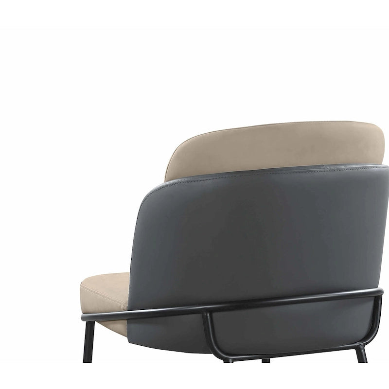 Somette Kimmy Lot de 2 chaises de salle à manger bicolores en similicuir gris avec détails dorés - Hauteur standard