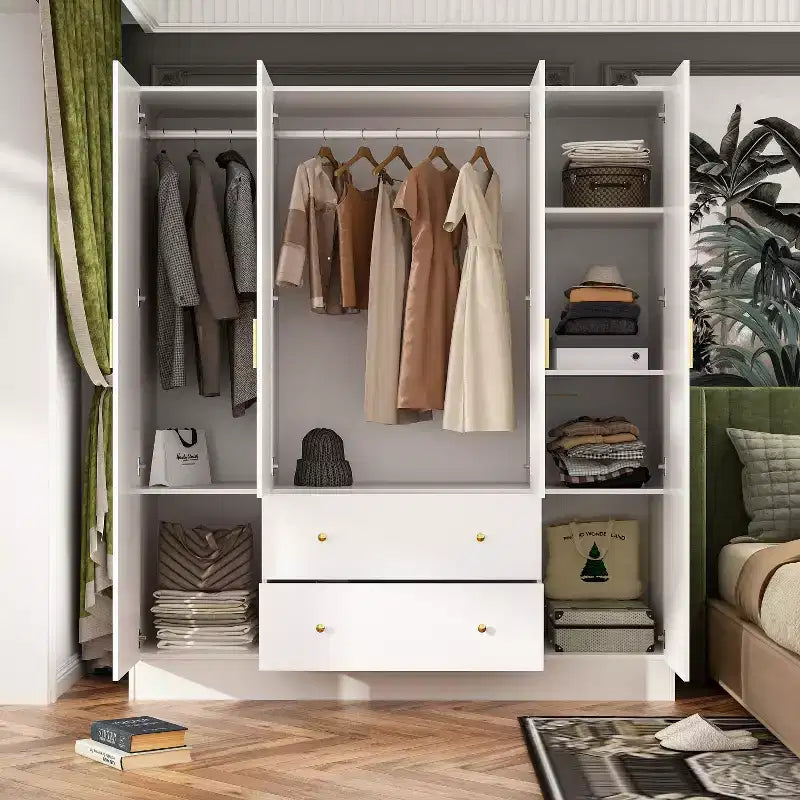 Famapy Armoire Moderne avec Miroir Rangement de Penderie: Barres Robustes, Tiroirs Coulissants Pratique et Élégante